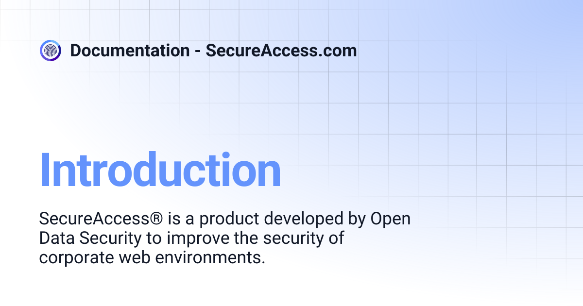 Introduction | Documentation - SecureAccess.com
